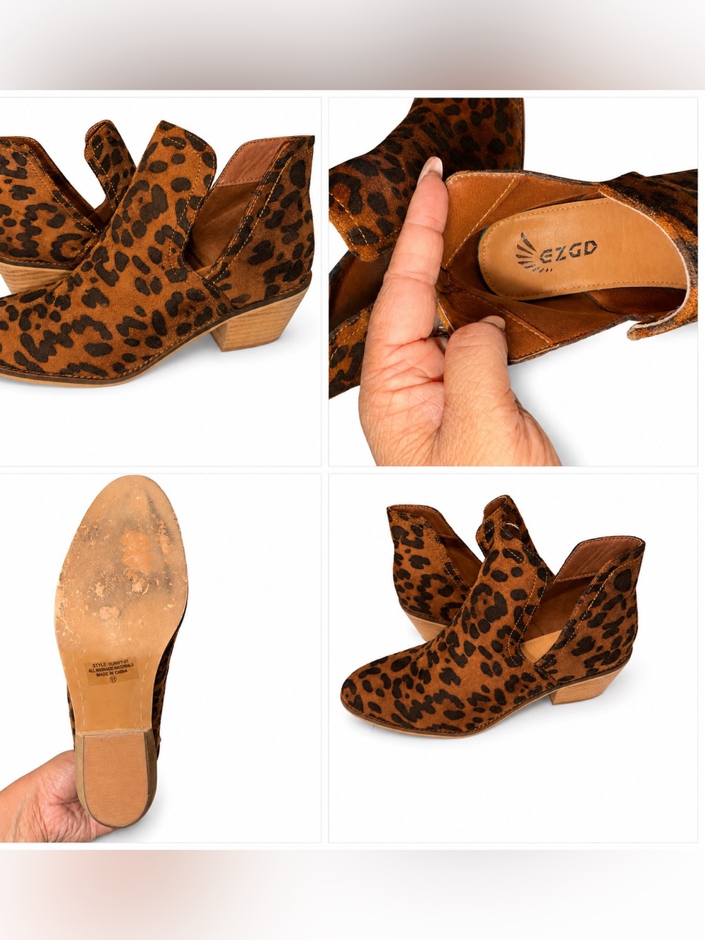 Leopard Print Brown Cutout Ankle Booties
